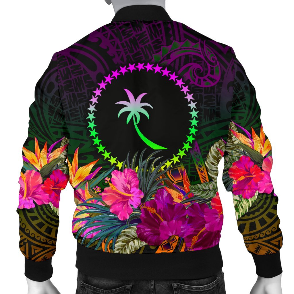 Chuuk Personalised Men's Bomber Jacket - Summer Hibiscus - Polynesian Pride