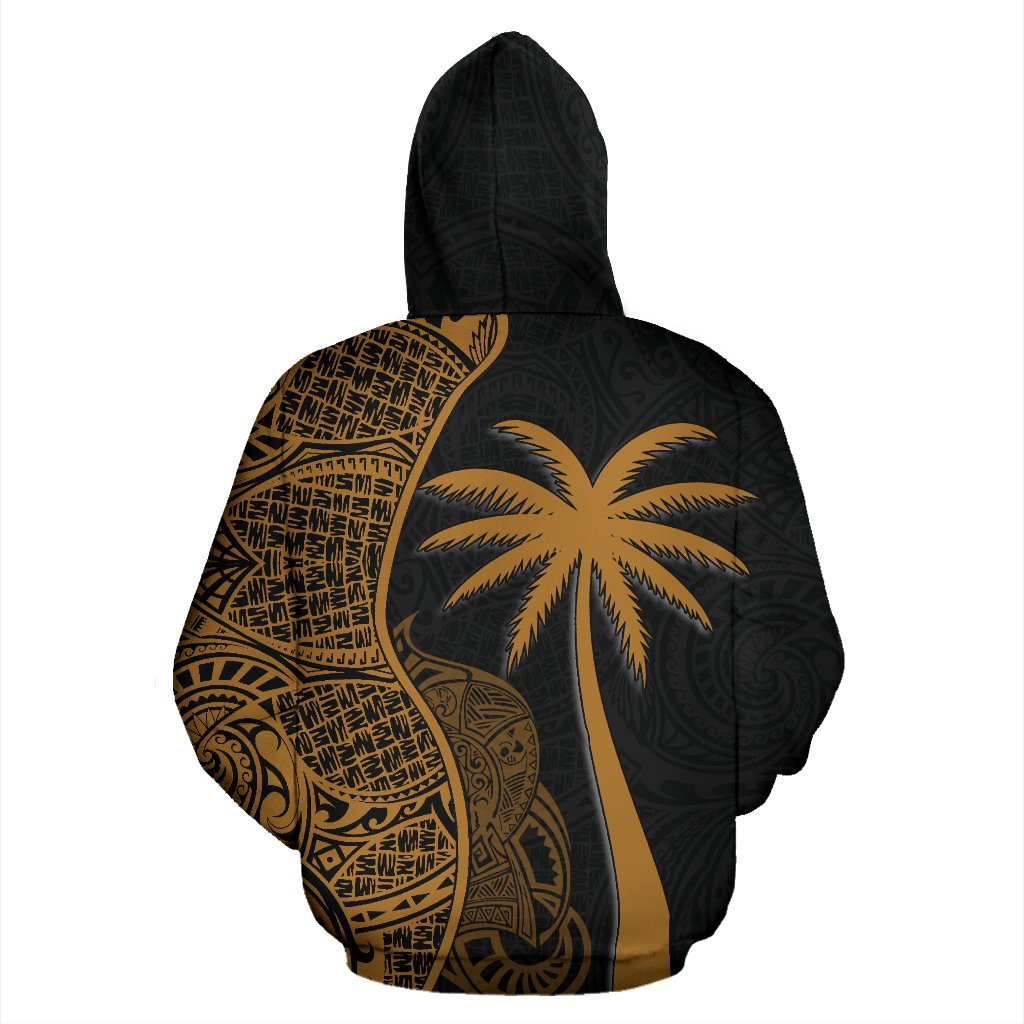 Chuuk Polynesian Zip up Hoodie Coconut Tree Gold - Polynesian Pride