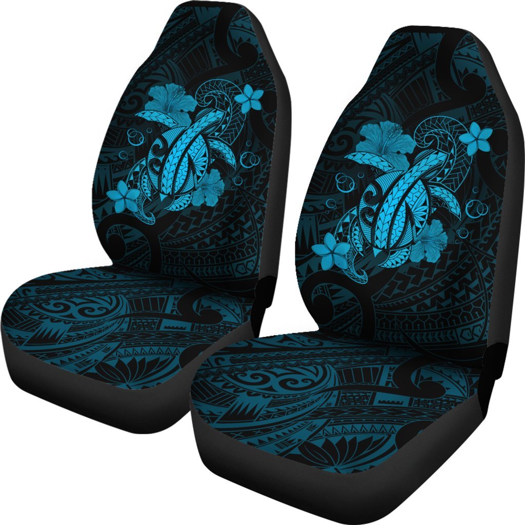 Hawaii Turtle Flower Polynesian Car Seat Covers - Turquoise Universal Fit Turquoise - Polynesian Pride