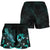 Tonga Polynesian Women's Shorts - Turtle With Blooming Hibiscus Turquoise - Polynesian Pride