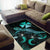 Wallis and Futuna Polynesian Area Rugs - Turtle With Blooming Hibiscus Turquoise - Polynesian Pride