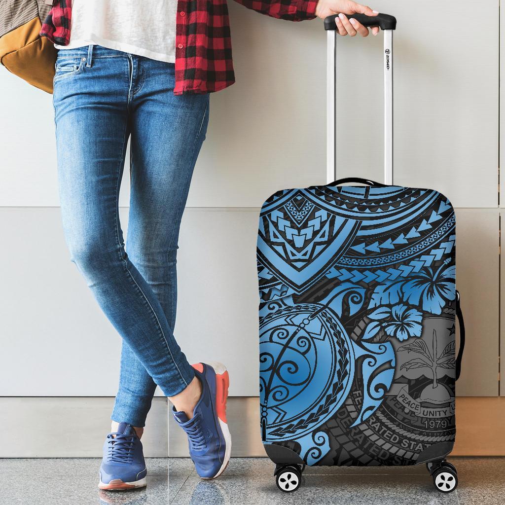 Federated States Of Micronesia Luggage Cover - Blue Turtle BLUE - Polynesian Pride