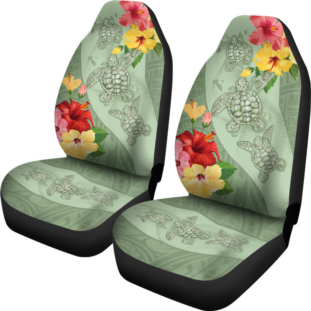 Hawaii Turtle Hibiscus Car Seat Cover - Tink Style Universal Fit Pastel - Polynesian Pride