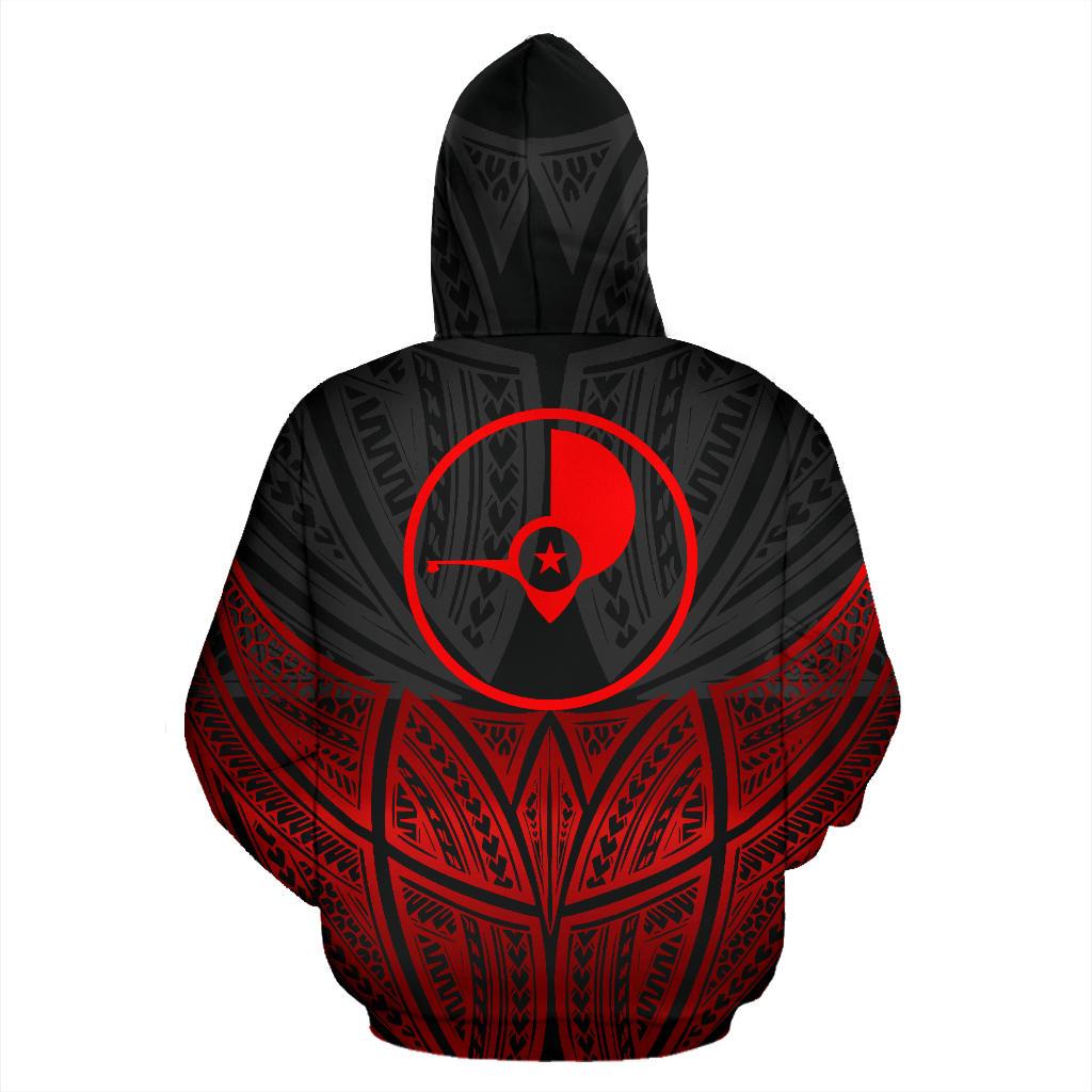 Yap Polynesian Hoodie Red Black Pride Map nd Seal - Polynesian Pride