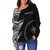 Chuuk Pattern Women's Off Shoulder Sweater - Black Style - FSM - Polynesian Pride