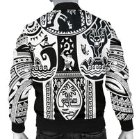 Polynesian Men's Bomber Jackets - Guam Flag, Seal with Maui Moana Tattoo - Polynesian Pride