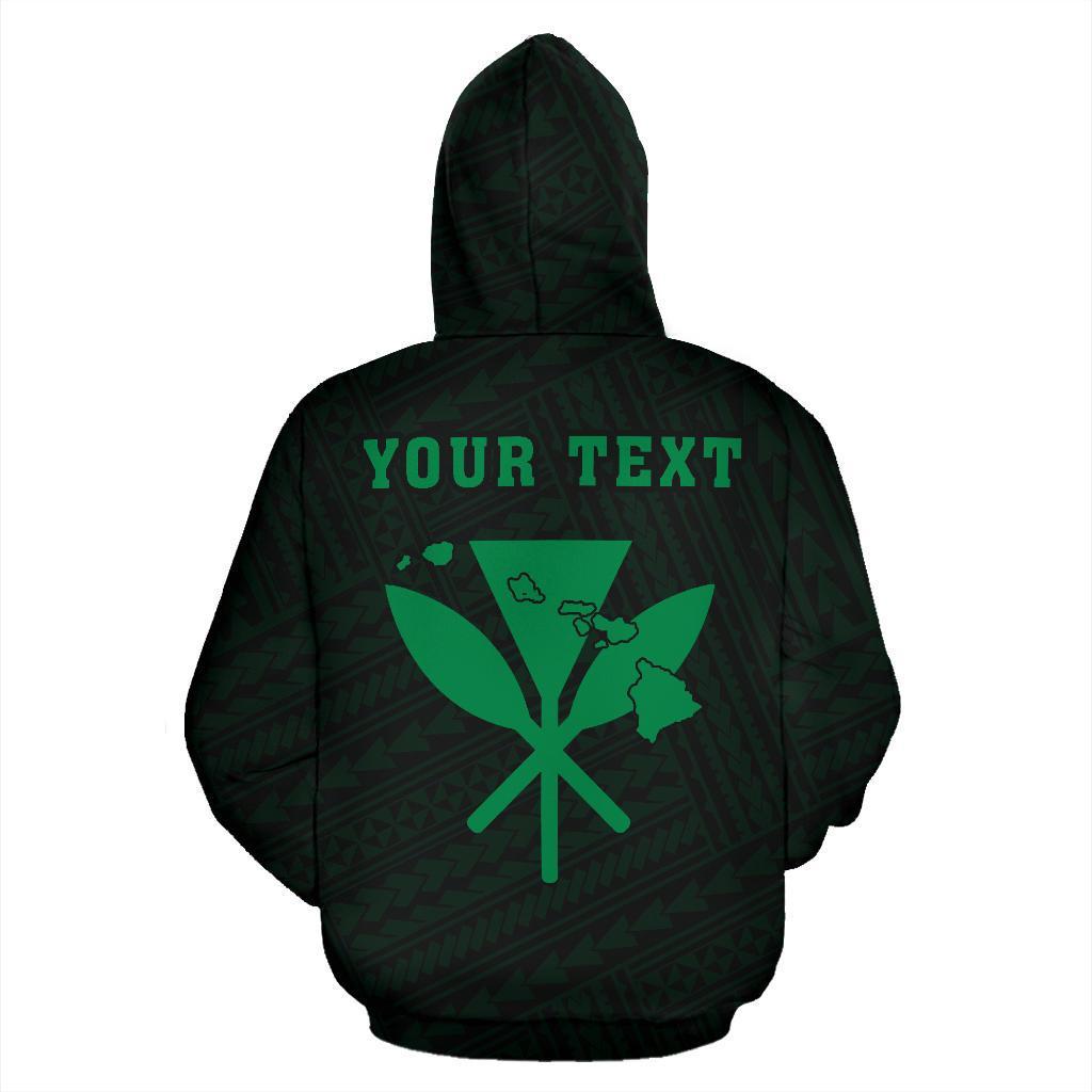 Polynesian Kakau Kanaka Maoli Map of Hawaii Custom Hoodie Green - Polynesian Pride