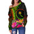 Chuuk Polynesian Women's Off Shoulder Sweater - Hibiscus and Banana Leaves - Polynesian Pride