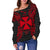 Wallis And Futuna Polynesian Shoulder Sweater Map Red - Polynesian Pride