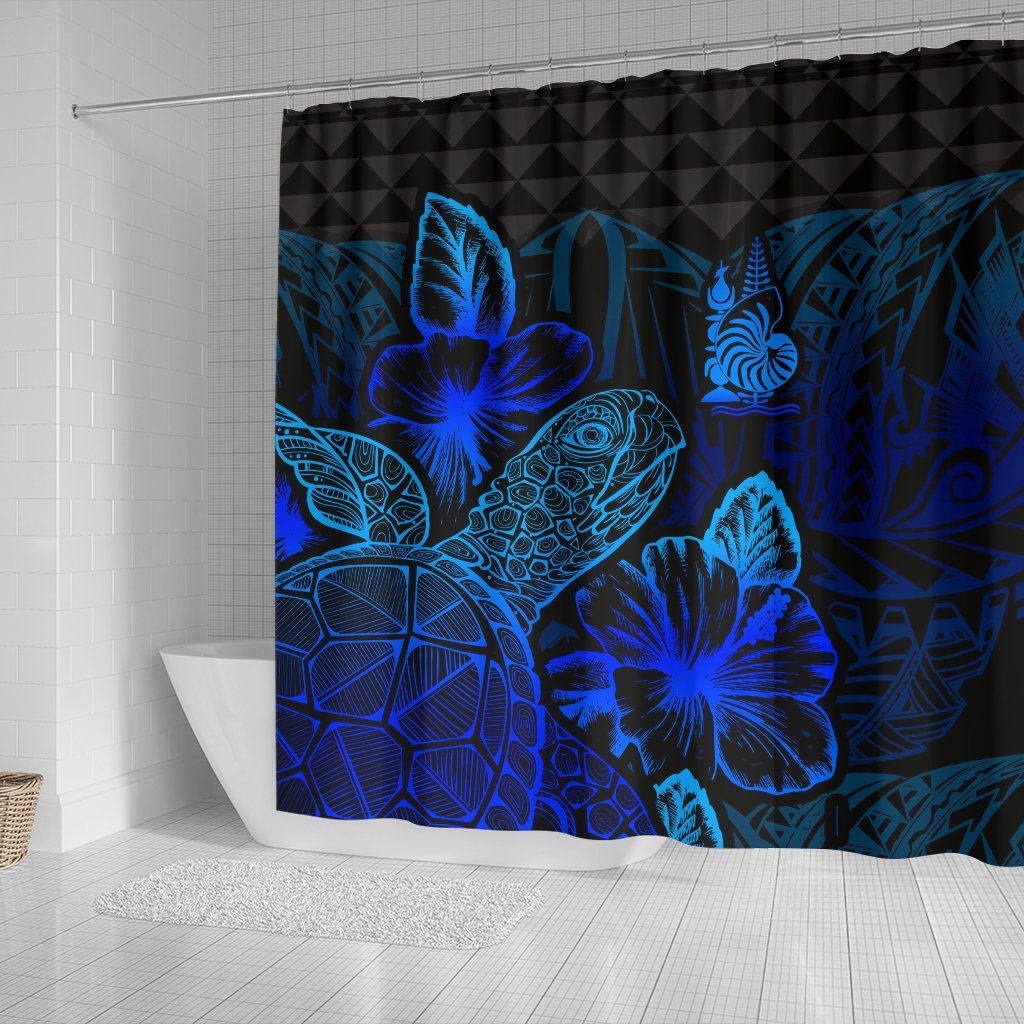 New Caledonia Shower Curtain Turtle Hibiscus Blue - Polynesian Pride