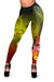 Chuuk Women's Leggings - Humpback Whale with Tropical Flowers (Yellow) - Polynesian Pride