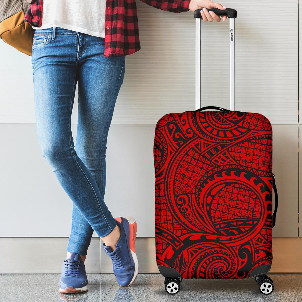 Polynesian Maori Lauhala Red Luggage Covers Red - Polynesian Pride