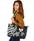 Wallis and Futuna Large Leather Tote - White Tentacle Turtle - Polynesian Pride