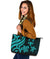 Fiji Polynesian Large Leather Tote Bag - Turquoise Tentacle Turtle - Polynesian Pride