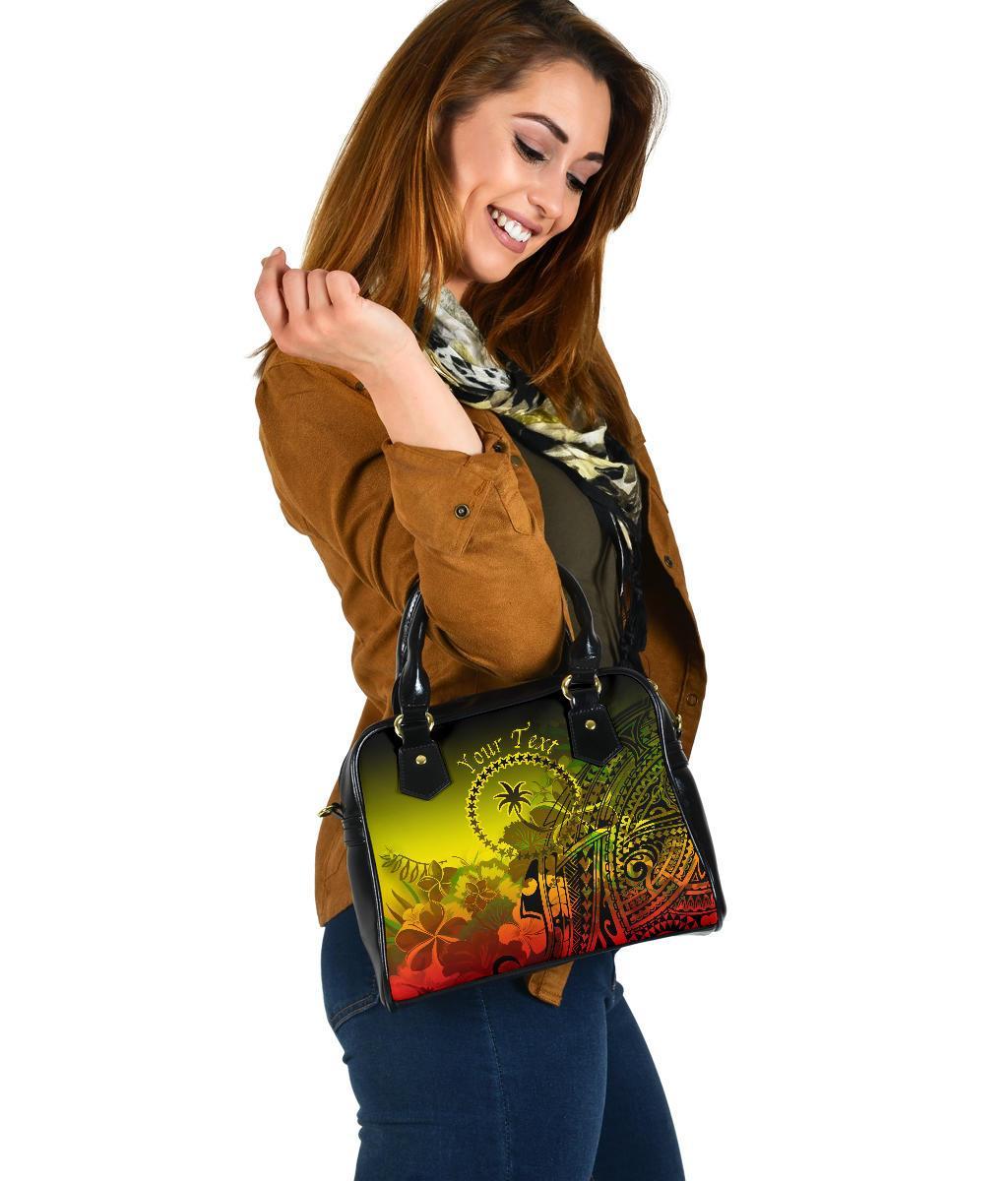 Custom Personalised Chuuk Shoulder Handbag - Humpback Whale with Tropical Flowers (Yellow) - Polynesian Pride