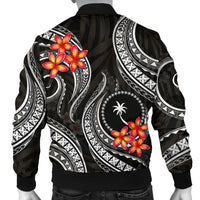 Chuuk Micronesian Men Bomber Jacket - Black Plumeria - Polynesian Pride