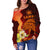 Samoa Women's Off Shoulder Sweater - Tribal Tuna Fish - Polynesian Pride