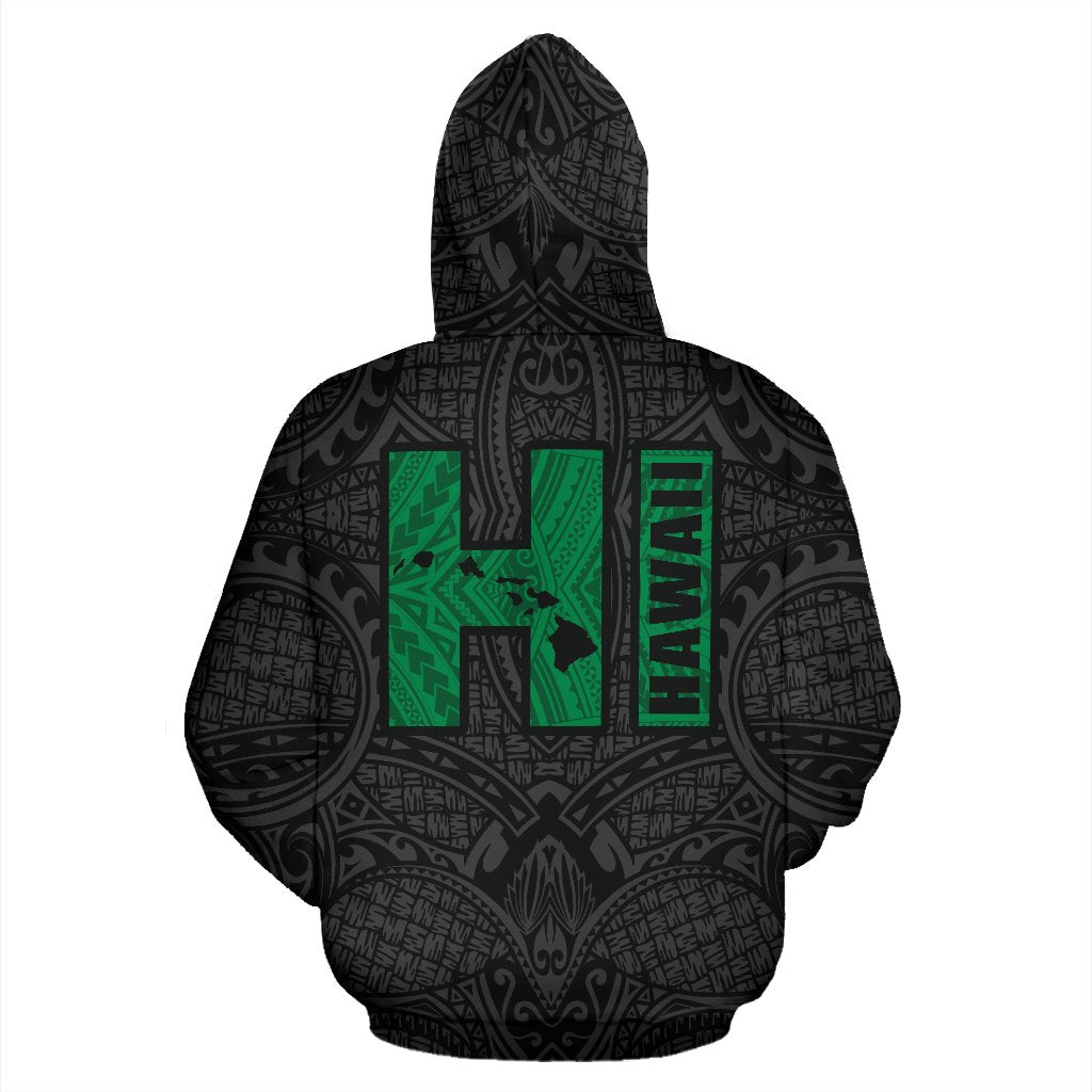 Polynesian Suffer Kanaka Warrior Hawaii Zip Hoodie Green - Polynesian Pride