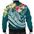 Kosrae Polynesian Men's Bomber Jacket - Summer Plumeria (Turquoise) - Polynesian Pride