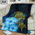 Hawaii Premium Blanket - Turtle Hibiscus Pattern Hawaiian Premium Blanket - Blue - Polynesian Pride