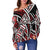 Cook Islands Women's Off Shoulder Sweaters - Tribal Flower Special Pattern Red Color - Polynesian Pride