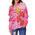 Hawaii Women's Off Shoulder Sweater - Polynesian Pink Plumeria Turtle - Polynesian Pride