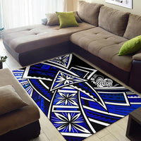 New Caledonia Area Rug - Tribal Flower Special Pattern Blue Color - Polynesian Pride