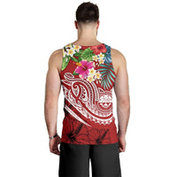 FSM Polynesian Men's Tank Top - Summer Plumeria (Red) - Polynesian Pride