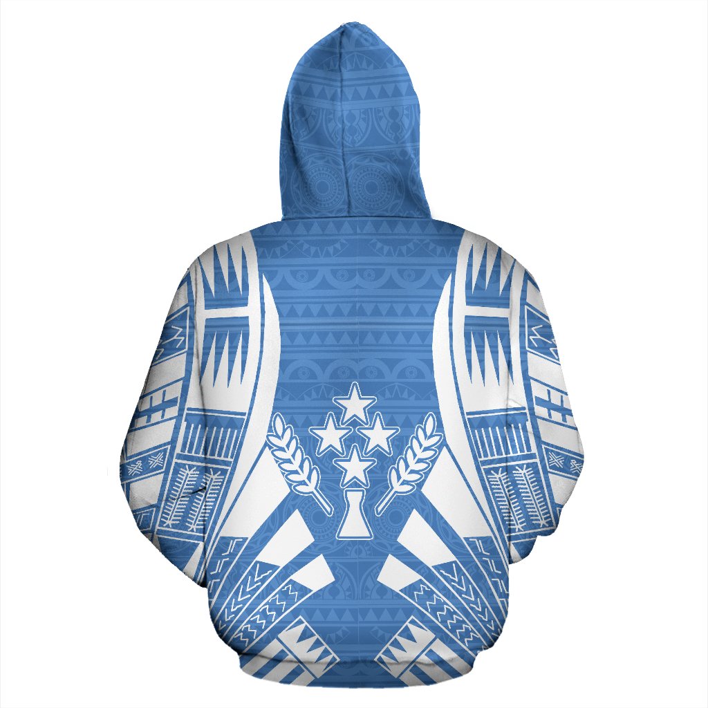 Kosrae All Over Custom Hoodie Blue Flag Tattoo Style - Polynesian Pride