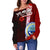 Federated States Of Micronesia Women's Off Shoulder Sweater - Coat Of Arm With Hibiscus - Polynesian Pride