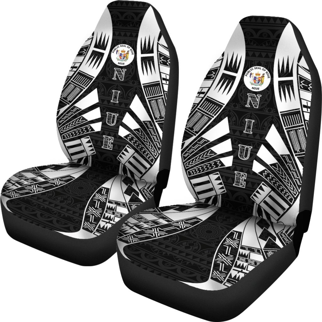 Niue Car Seat Covers - Niue Seal Polynesian Tattoo Black - Polynesian Pride