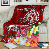 Tahiti Custom Personalised Premium Blanket - Turtle Plumeria (Red) - Polynesian Pride