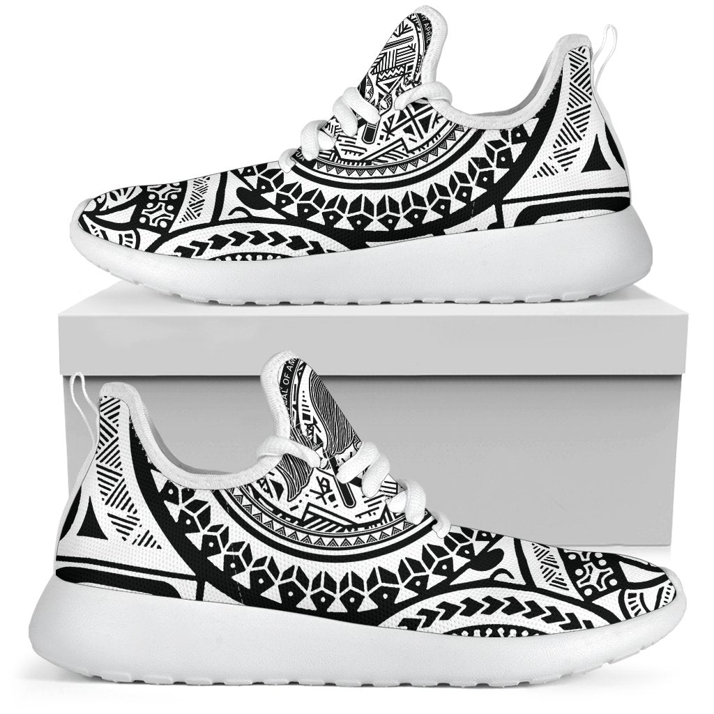 American Samoa Polynesian Tattoo Mesh Knit Sneakers White - Polynesian Pride