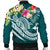 Papua New Guinea Polynesian Men's Bomber Jacket - Summer Plumeria (Turquoise) - Polynesian Pride