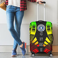 Northern Mariana Islands Luggage Cover - Polynesian Tattoo Reggae - Polynesian Pride