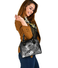 Federated States of Micronesia Shoulder Handbags - Humpback Whale with Tropical Flowers (White) - Polynesian Pride