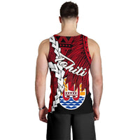Tahiti Polynesian Custom Personalised Men's Tank Top - Tribal Wave Tattoo Flag Style - Polynesian Pride