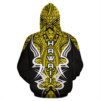 Hawaii Turtle Tribal Yellow Hoodie Armor Style - Polynesian Pride