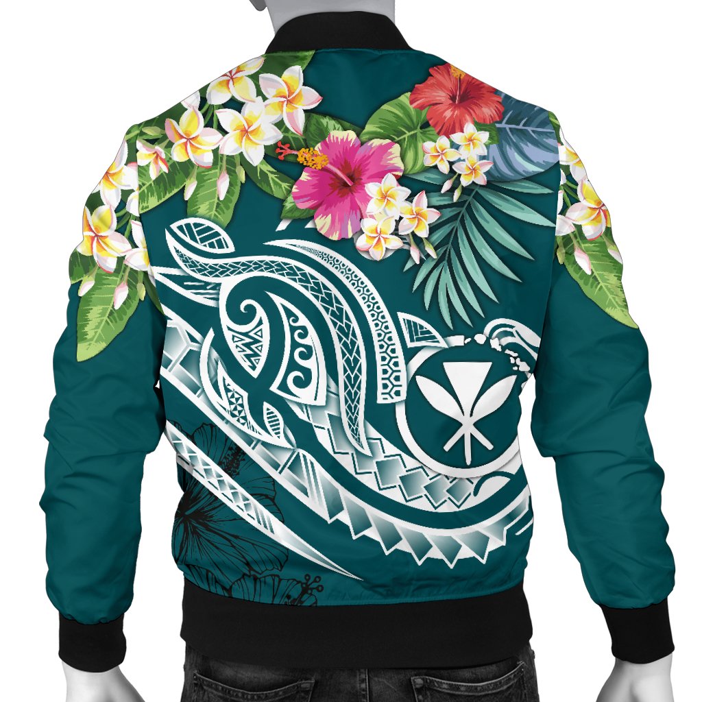 Polynesian Hawaii Kanaka Maoli Men's Bomber Jacket - Summer Plumeria - Polynesian Pride