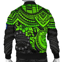 Cook Islands Polynesian Bomber Jacket (Men) - Green Turtle - Polynesian Pride