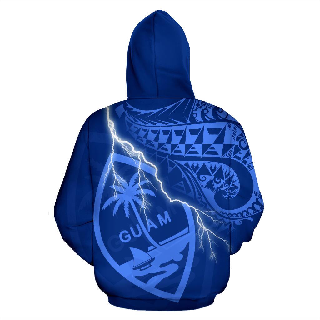 Guam Polynesian Zip up Hoodie Lighting Thunder Blue - Polynesian Pride