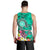 American Samoa Polynesian Men's Tank Top - Turtle Plumeria (Turquoise) - Polynesian Pride