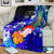 Fiji Premium Blanket - Humpback Whale with Tropical Flowers (Blue) - Polynesian Pride