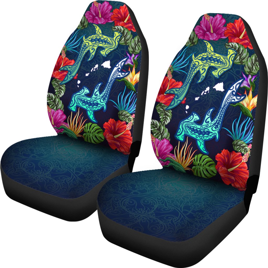 Hawaii Shark Tropical Color Car Seat Cover Universal Fit Blue - Polynesian Pride