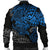 Samoa Polynesian Bomber Jacket (Men) - Blue Turtle Flowing - Polynesian Pride