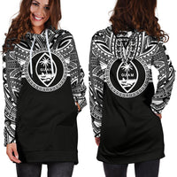 Guam Women Hoodie Dress - Guam Coat Of Arms Polynesian Black Color - Polynesian Pride