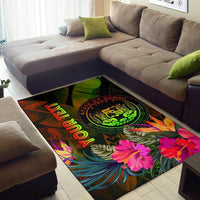 Polynesian Hawaii Polynesian Personalised Area Rug - Hibiscus and Banana Leaves - Polynesian Pride