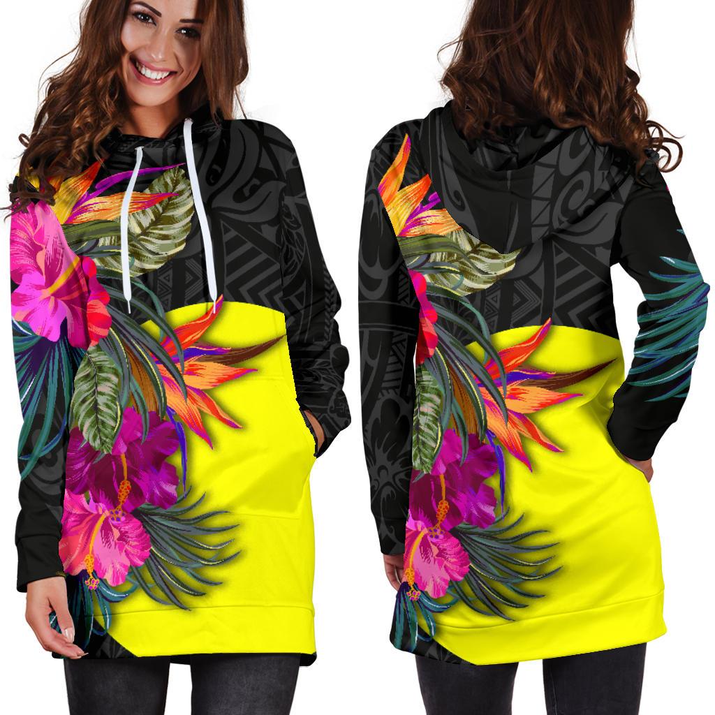 Palau Women's Hoodie Dress - Polynesian Hibiscus Pattern - Polynesian Pride