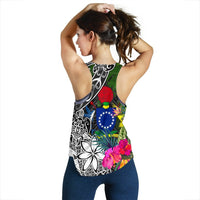 Cook Islands Women Racerback Tank - Turtle Plumeria Banana Leaf - Polynesian Pride