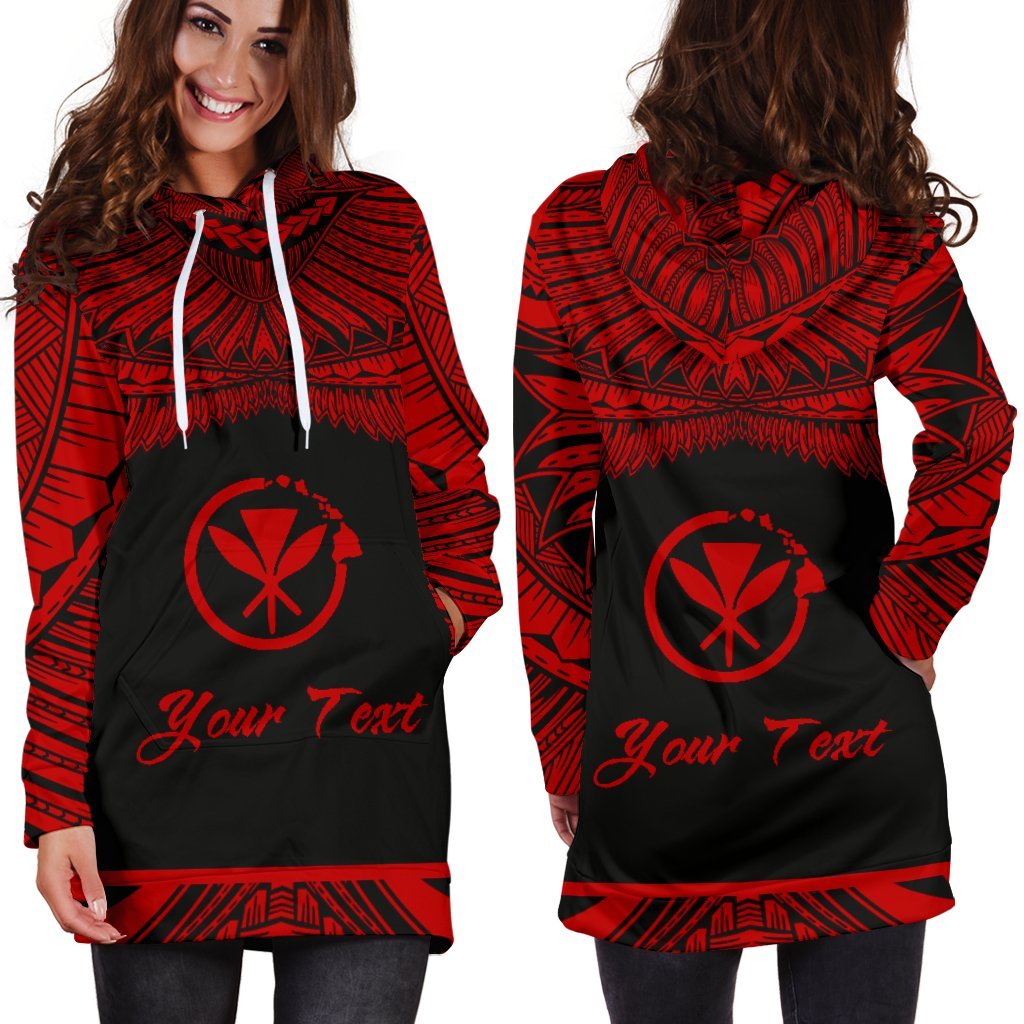 Hawaii Polynesian Custom Personalised Women's Hoodie Dress - Hawaii Pride Red Version - Polynesian Pride